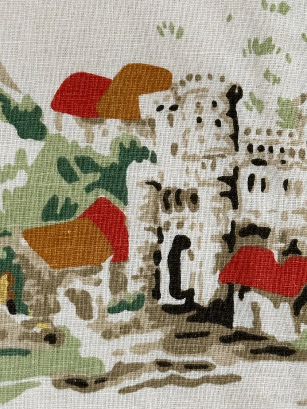 Set Of 6 Pottery Barn Farmington Scenic Placemats Toile Country Village Cotton